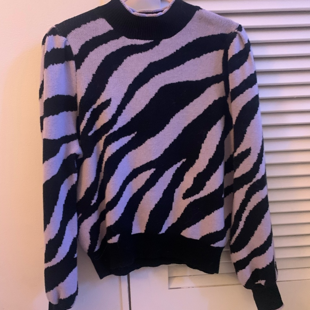 PURPLE AND BLACK ZEBRA SWEATER